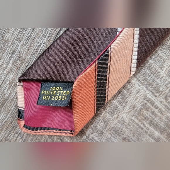 Vintage Late 70's Men's Tie OS Brown & Orange Striped Retro By Montgomery Ward - Picture 6 of 6